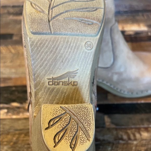 Dansko Sarah Chestnut/Tan Leather Clog-Style Ankle Booties - Picture 2 of 8